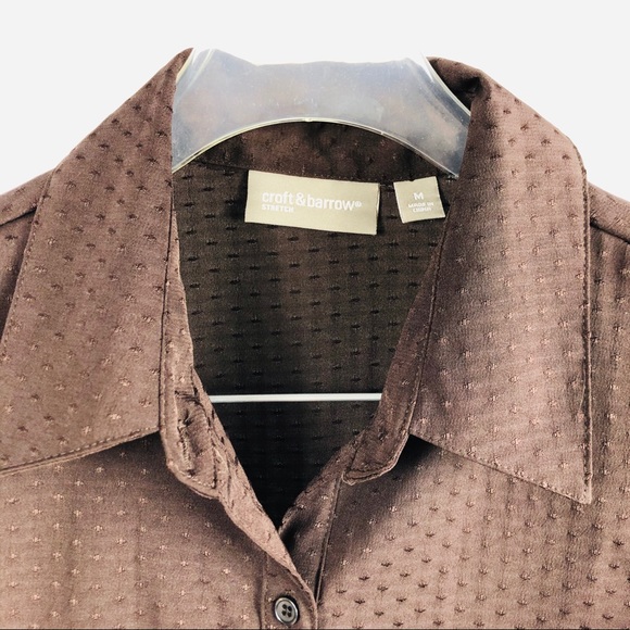 Croft & Barrow M Blouse Button-down Swiss Dot - Picture 2 of 7